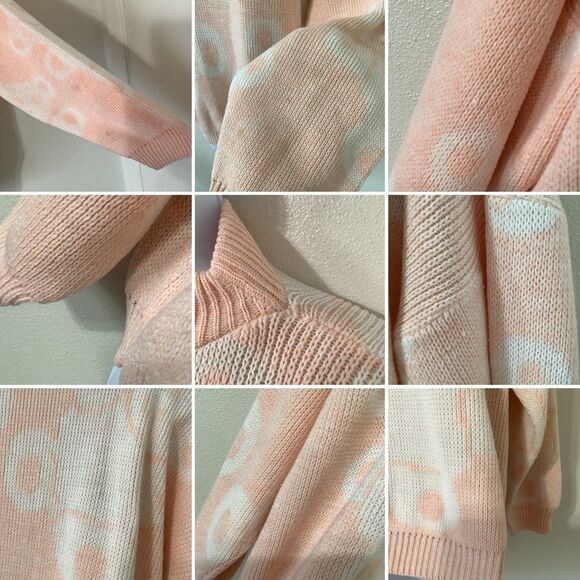 Sugar Co. Vintage 80s Fairy Kei Kawaii Pastel Pink Bear Knitted Sweater XL - Picture 10 of 10